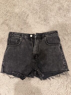 Zara Washed Black Denim Shorts